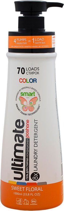 Гель для стирки PoshOne (2 в 1) для цветного белья, 1000 мл.