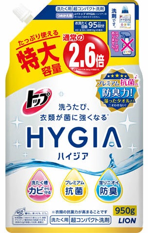 Жидкое средство для стирки белья LION HYGIA (концентрированное, с антибактериальным эффектом, с ароматом мяты) МУ 950 гр.
