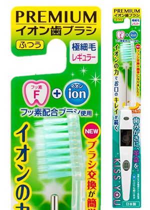 Ионная зубная щетка HUKUBA DENTAL с фтором классическая (Средней жесткости)  ручка + 1 головка