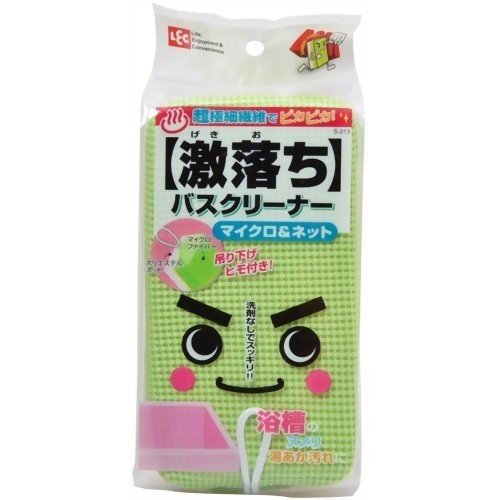 Плотная губка LEC для чистки ванны без моющих средств (микрофибра + сеточка) 85×48×155 мм 1 шт.