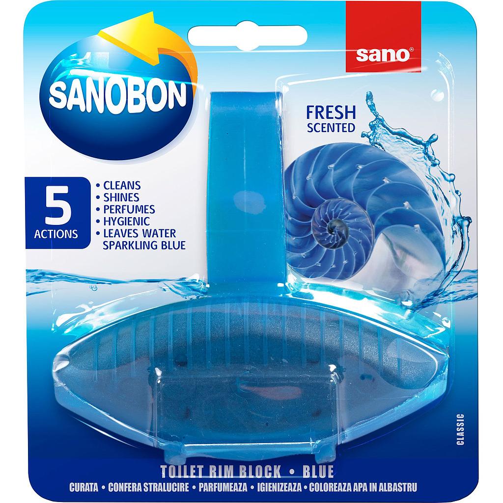 SANOBON BLUE Гигиеническое средство для мытья унитаза (подвесной блок), 55 гр.
