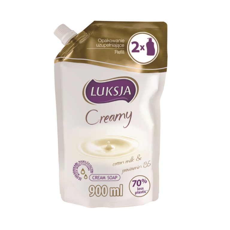 Жидкое мыло Luksja Creamy с молочком хлопка и провитамином В5, 900 мл.