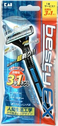 Одноразовый бритвенный станок KAI с плавающей головкой с двойным лезвием BSTX-3+1 (3+1 шт.), 4 шт.