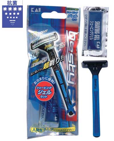 Одноразовый бритвенный станок KAI  с плавающей головкой и двойным лезвием + гель для бритья 1 шт.