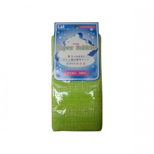 Мочалка для тела KAI (с объемным плетением жесткая) 30*100 см, Цвет: Зеленый 1 шт.