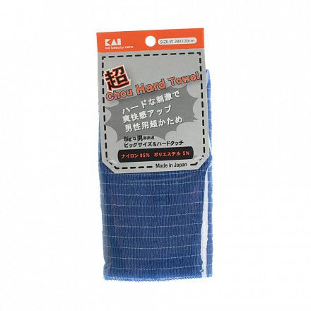 Мочалка для мужчин KAI  (с плотным плетением жесткая) 28*120 см, Цвет: Темно-синий 1 шт