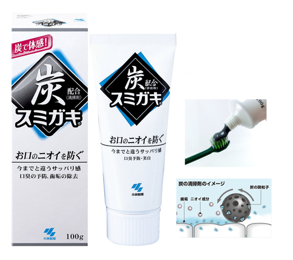 Паста зубная Kobayashi отбеливающая и полирующая с углем и мятными травами, 100 гр.