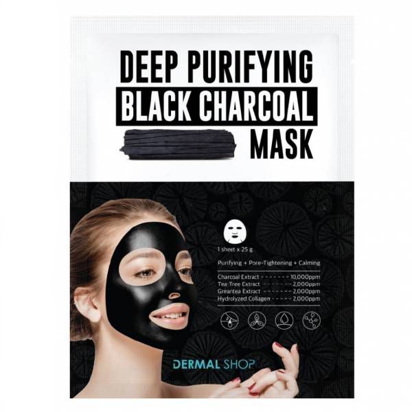 Маска для лица DERMO SHOP с экстрактом древесного угля, зеленого чая и чайного дерева 25 гр