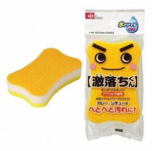 Полиуретановая губка LEC для мытья посуды средней жесткости (чистящая поверхность - нетканое акриловое полотно) 3 шт