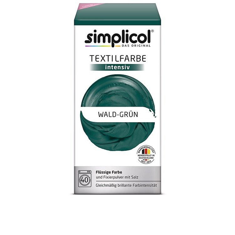 Краска для окрашивания одежды и тканей Simplicol Intensiv 150 мл + 400 гр., зеленый лес (темно-зеленая).