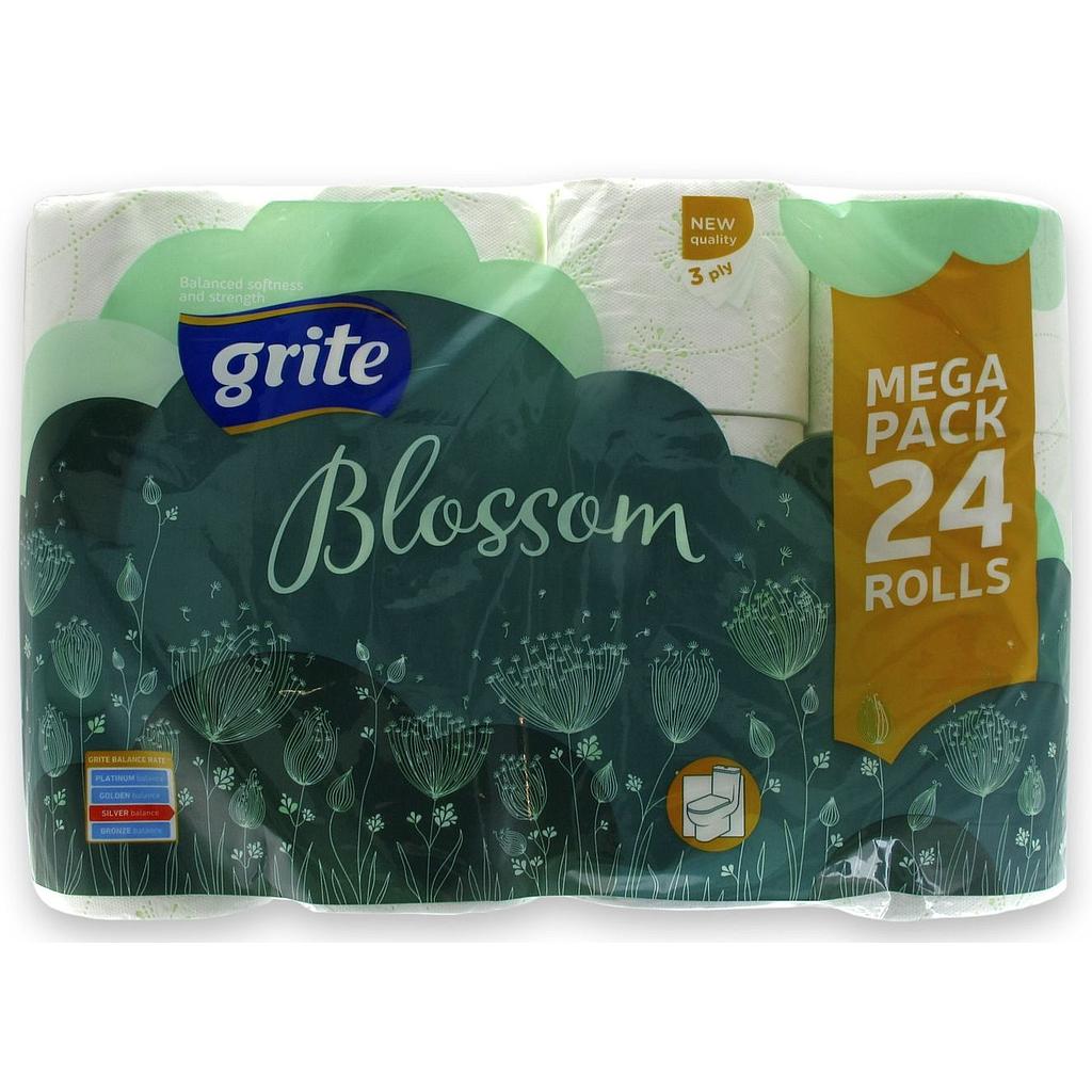 Туалетная бумага GRITE Blossom трехслойная белая 24 рул.
