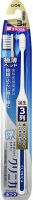 Суперкомпактная 3-х рядная зубная щетка LION  с  плоским срезом, тонкой ручкой ClinicaAdvantage (Cредняя) 1 шт.