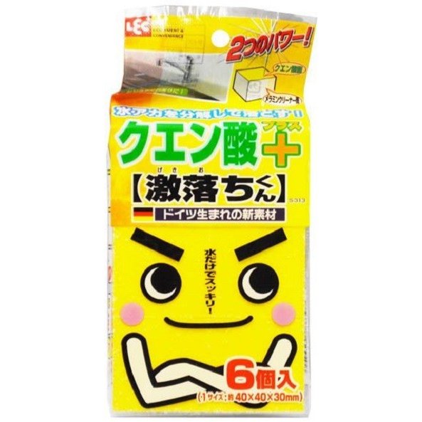 Губка LEC меламиновая с лимонной кислотой  40*40*30 мм., 6 шт.