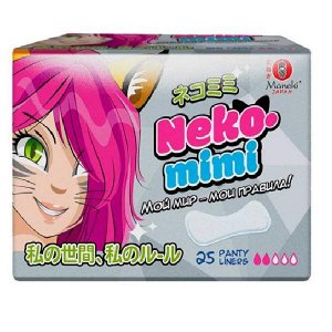 Прокладки гигиенические женские Maneki, ежедневные, серия Neko-mimi, 155 мм, 25 шт./упаковка