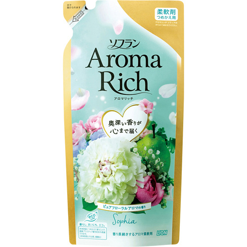Кондиционер для белья LION Aroma Rich Sofiaс женственным цветочным ароматом, запасной блок 430 мл