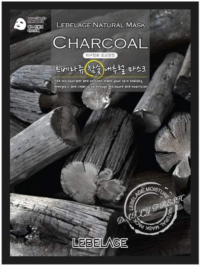 Маска-салфетка для лица LEBELAGE с экстрактом древесного угля (Очищение пор, выравнивание тона кожи) 23 гр.