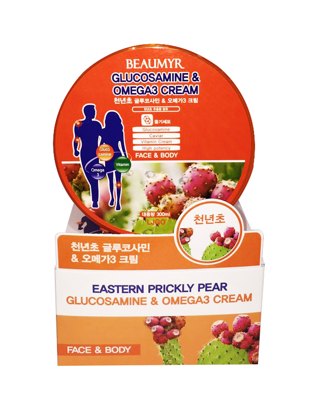 Восстанавливающий массажный крем для тела JUNO Beaumyr с глюкозамином и Омега-3 300 мл.