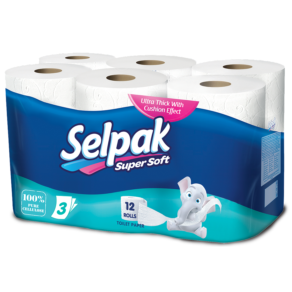 Туалетная бумага Selpak трехслойная Белая 12 рулонов