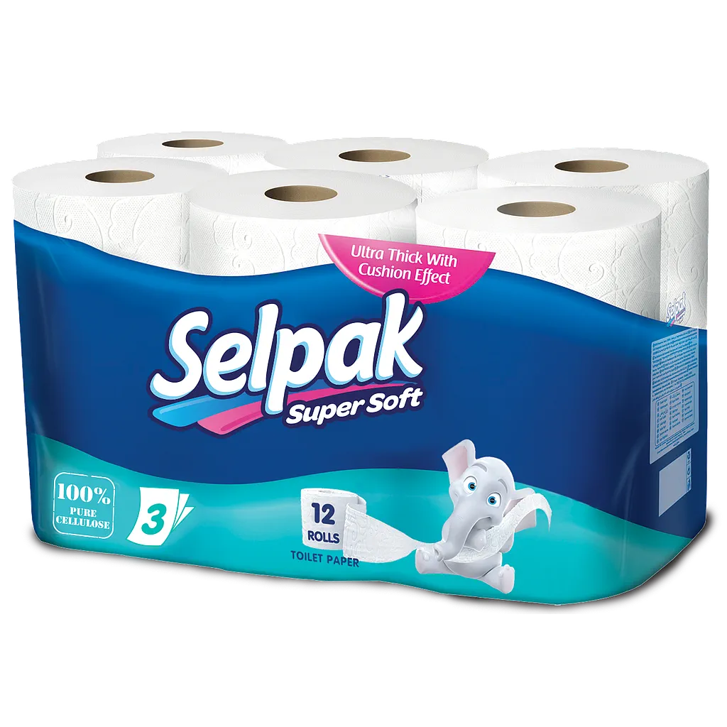 Туалетная бумага Selpak трехслойная Белая 12 рулонов
