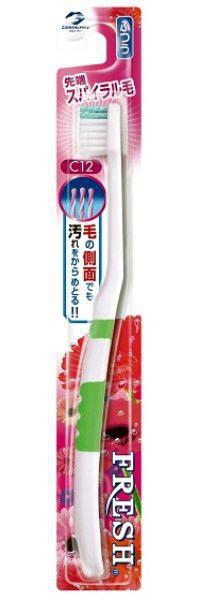 Зубная щетка DENTALPRO с компактной головкой со спиральными щетинками Fresh (средней жесткости) C12, блистер 1 шт.