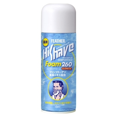 Пена для бритья FEATHER с морским коллагеном и экстрактом водорослей HiShave MarineStage, спрей 260 + 40 гр