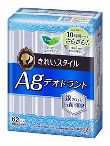 Ежедневные гигиенические прокладки  KAO Laurier Beautiful Style с дезодорирующим эффектом и ионами серебра, пачка 62 шт.