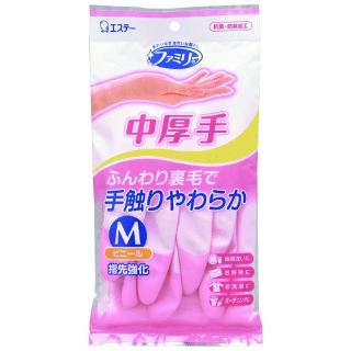 Виниловые перчатки ST “Family” (средней толщины, с внутренним покрытием) розовые РАЗМЕР М, 1 пара