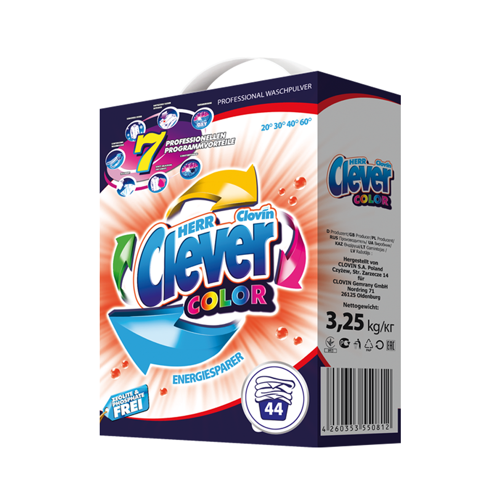 Стиральный порошок бесфосфатный Clever Color 3,25 кг