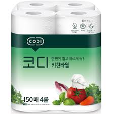 Компактные кухонные салфетки  Codi (двухслойные, тиснёные) 4 рулона*150 листов.