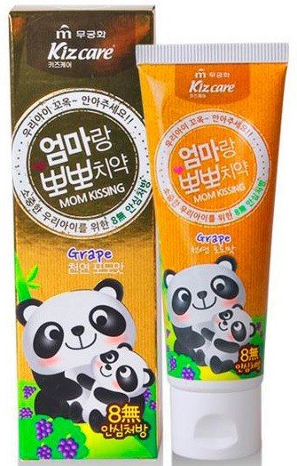 Детская гелевая зубная паста MUKUNGHWA со вкусом красного винограда с 0 лет Kizcare Kiss mom 80 гр.