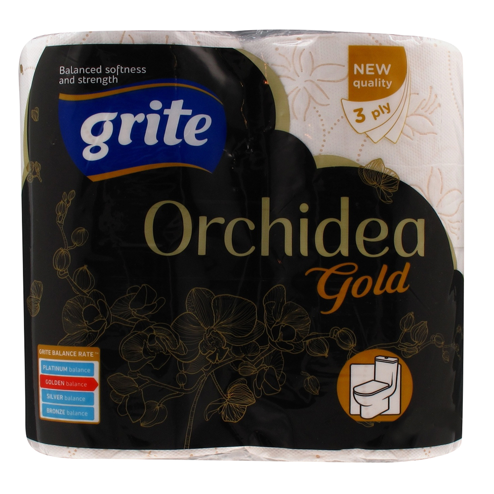 Бумага туалетная Grite Orchidea Gold 170 отрывов 3 слоя 4 рулона