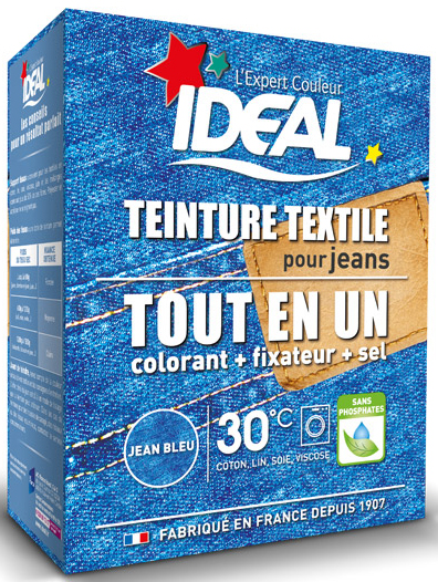 Краска IDEAL MAXI  Все в Одном для окрашивания одежды и тканей, синие джинсы, 350 гр.