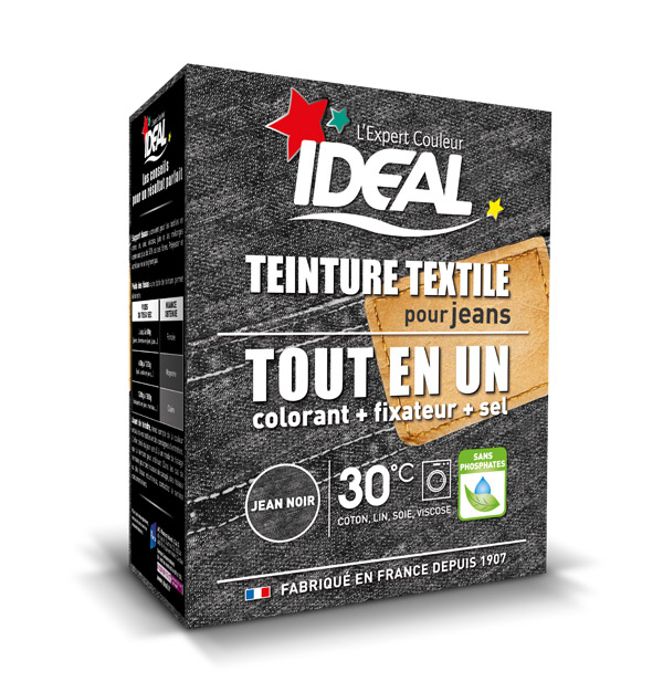Краска IDEAL MAXI  Все в Одном для окрашивания одежды и тканей, черные джинсы, 350 гр.