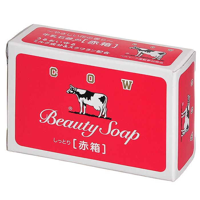Туалетное мыло COW с молоком и скваланом Beauty Soap аромат роз, коробка 100 гр