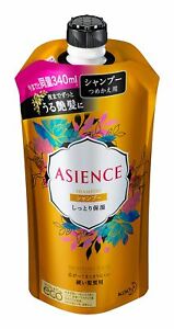 Увлажняющий шампунь для волос с медом и протеином жемчуга KAO Asience, цветочный аромат, запасной блок 340 мл