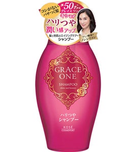 Шампунь для волос Упругость и сияние после 50 лет KOSE COSMEPORT Grace One без силикона, с ароматом роз и фруктов, диспенсер 400 мл