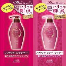 Шампунь и кондиционер для волос Упругость и сияние после 50 лет KOSE COSMEPORT Grace One, с ароматом роз и фруктов, пробник 10 мл + 10 мл