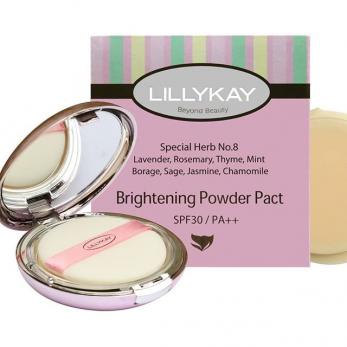Осветляющая компактная пудра LILLY KAY для всех типов кожи, 21 тон (натуральный бежевый), 12 г + запасной блок 12 г