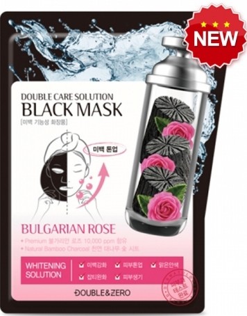 Натуральная тканевая угольная маска DOUBLE &amp; ZERO для выравнивания тона кожи и очищения лица, 30 г