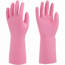 Виниловые перчатки TOWA с покрытием внутри из льна и хлопка утолщённые  (M/розовый), 1 пара