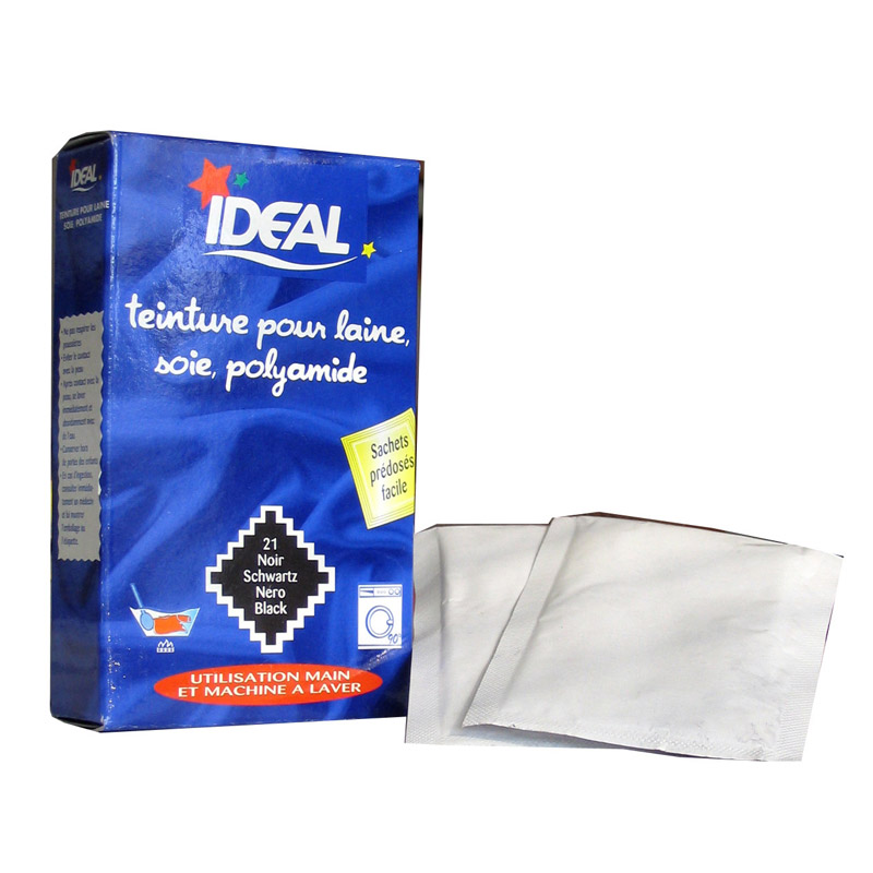 Краска IDEAL для окрашивания одежды и тканей из полиамида, нейлона, шерсти и  шелка 30 гр. (2*15 гр.) черный