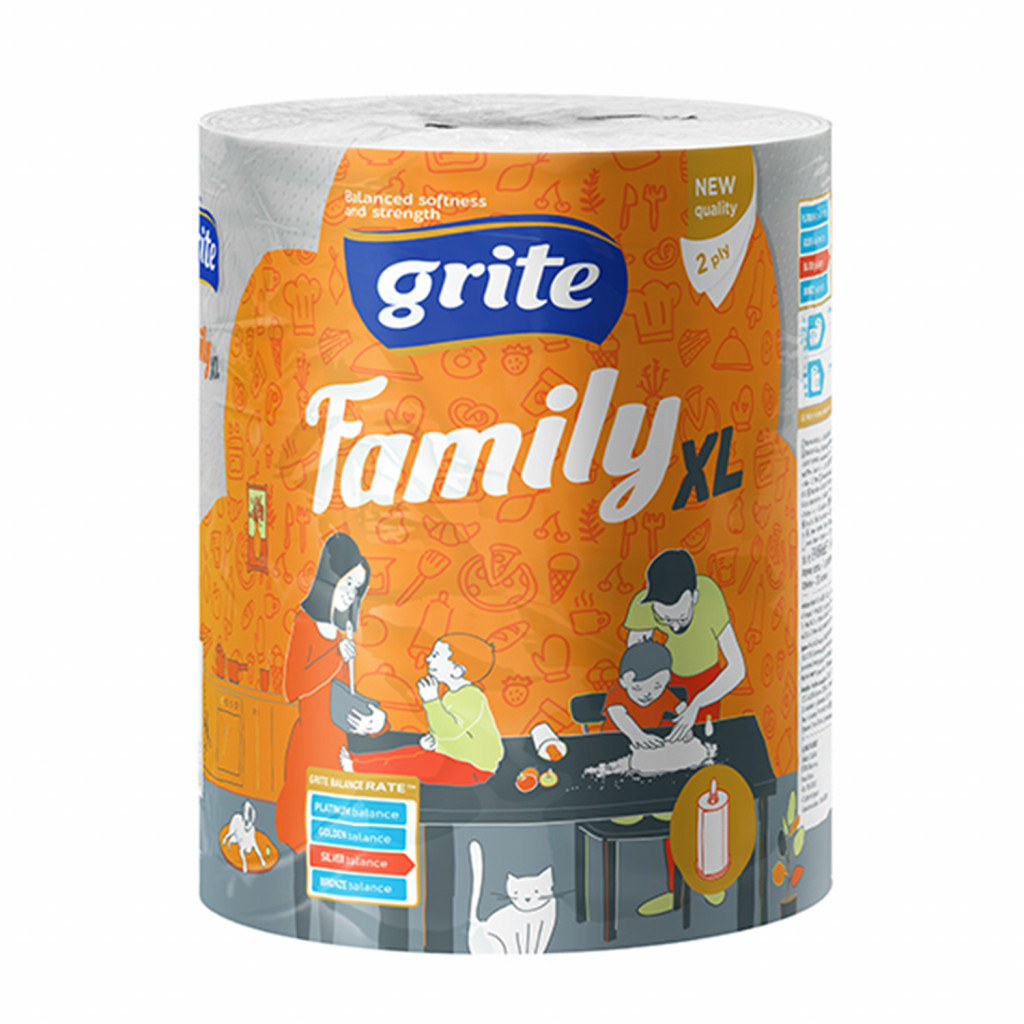 Бумажные полотенца Grite Family Jumbo XL 2 слоя 250 отрывов