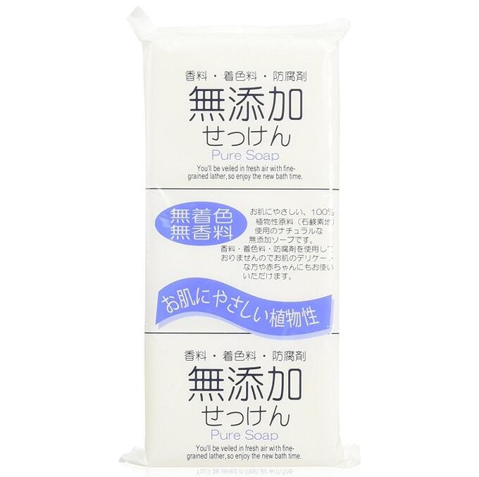 Натуральное кусковое мыло NIHON без добавок для всей семьи No added pure soap 3 шт*125 гр.