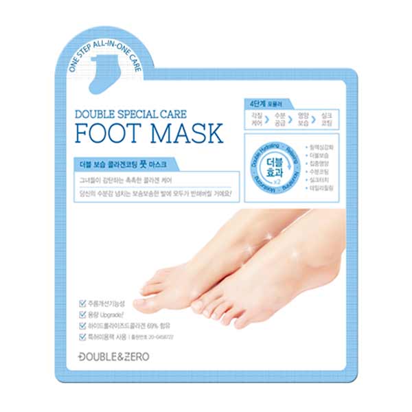 Маска-носочки для ног DOUBLE &amp; ZERO с гидролизованным коллагеном и NMF фактором(Комплексный уход 4 в 1) 2 шт.* 18 г красивая коробка