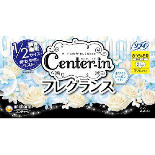 Гигиенические прокладки с ароматом садовых цветов UNICHARM Center-in Compact, Normal 21 см, с крылышками, 22 шт.
