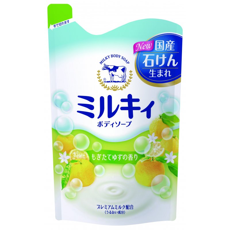 Молочное увлажняющее жидкое мыло COW Milky Body Soap для тела с цитрусовым ароматом,запасной блок, 400 мл