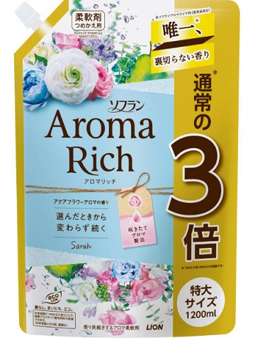 Кондиционер для белья LION Aroma Rich Sarah / Сара с ароматом груши, лилии, белых цветов 1,2 л