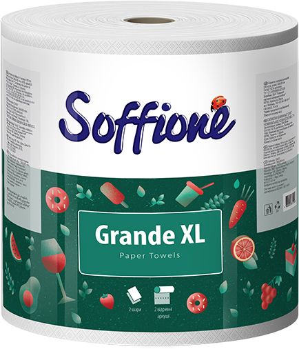 Бумажные полотенца GRANDE Soffione XL 2 слоя 500 отрывов 1 рулон