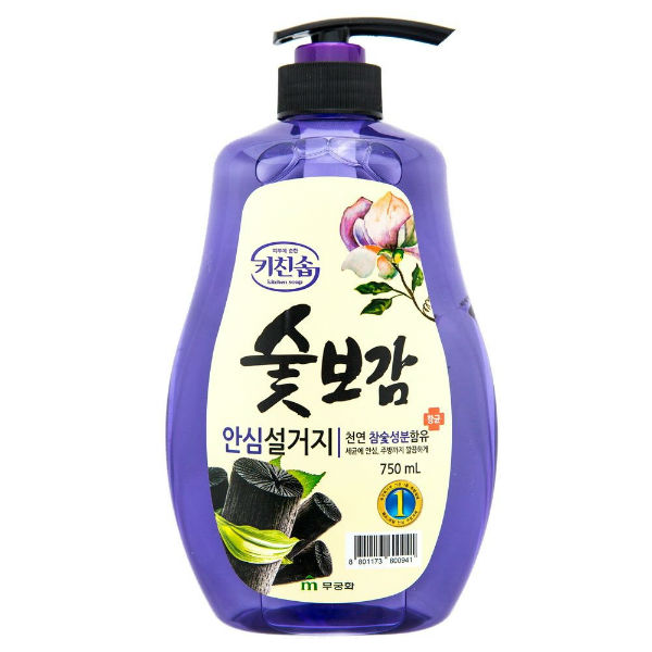 Стерилизующее средство MUKUNGHWA для мытья посуды, овощей и фруктов в холодной воде Древесный уголь, 750 мл