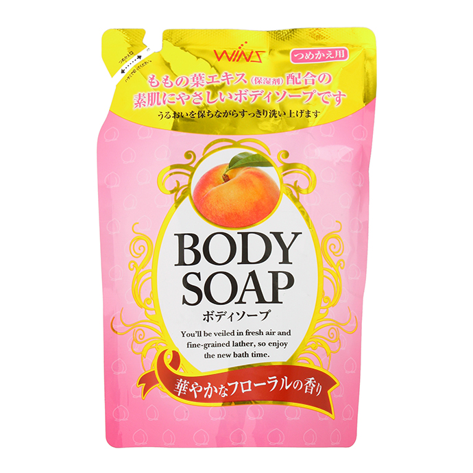 Крем-мыло для тела NIHON Wins Body Soap peach с экстрактом листьев персика и богатым ароматом, запасной блок, 400 мл